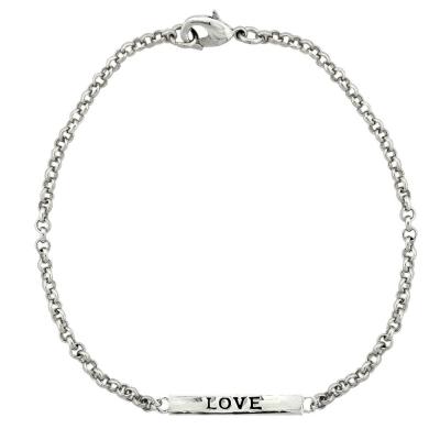 Silver Tone Love Bar Bracelet