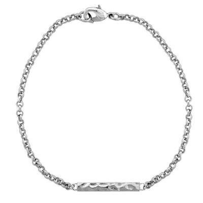 Silver Tone Hammered Bar Bracelet