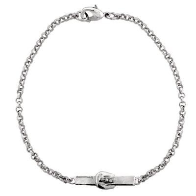 Silver Tone CZ Buckle Bar Bracelet