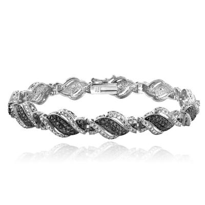 1/4 Ct Black & White Diamond Twist Bracelet