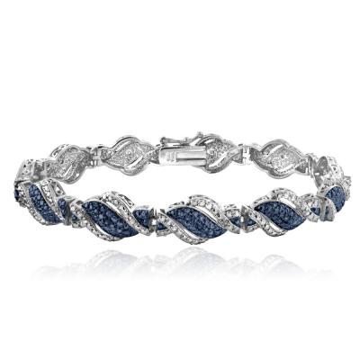 1/4 Ct Blue & White Diamond Twist Bracelet
