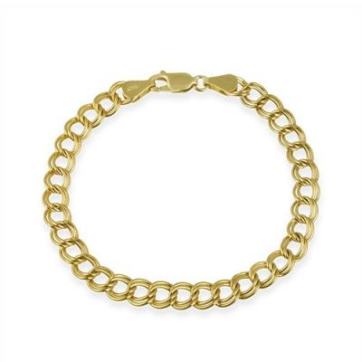 18K Gold over Sterling Silver Italian Double Link Bracelet