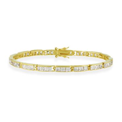18k Gold over Sterling Silver CZ Channel-Set Tennis Bracelet