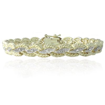 18K Gold Plated Diamond Accent Braided Bracelet