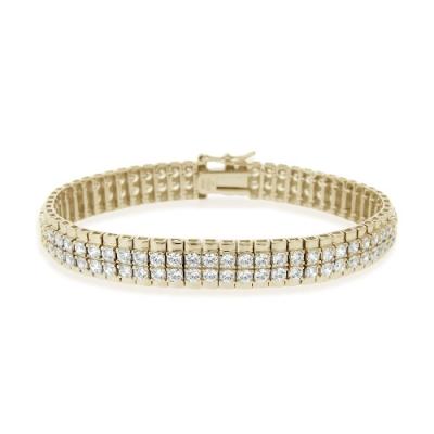 18K Gold 3ct Cubic Zirconia Two-Row Bracelet