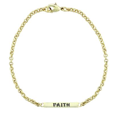 Gold Tone Faith Bar Bracelet