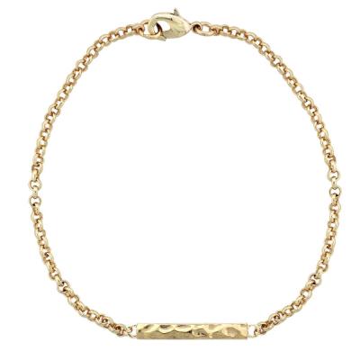 Gold Tone Hammered Bar Bracelet