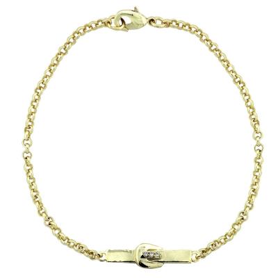 Gold Tone CZ Buckle Bar Bracelet