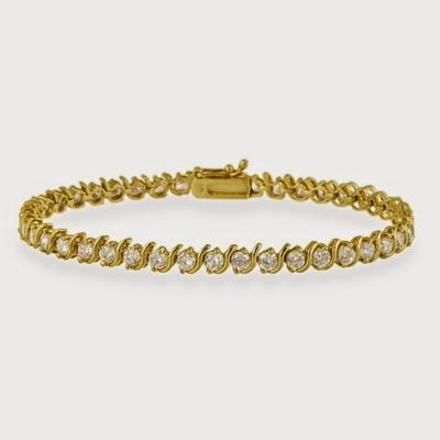 18K Gold Plated CZ 'S' Design Tennis Bracelet
