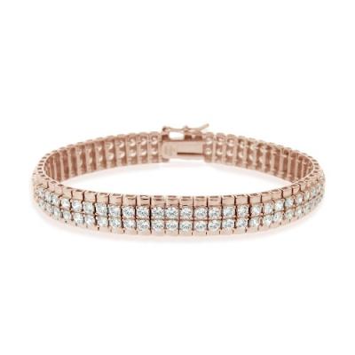 18K Rose Gold 3ct Cubic Zirconia Two-Row Bracelet