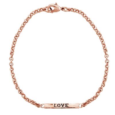 Rose Gold Tone Love Bar Bracelet