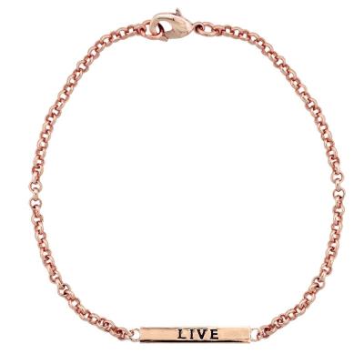 Rose Gold Tone Live Bar Bracelet