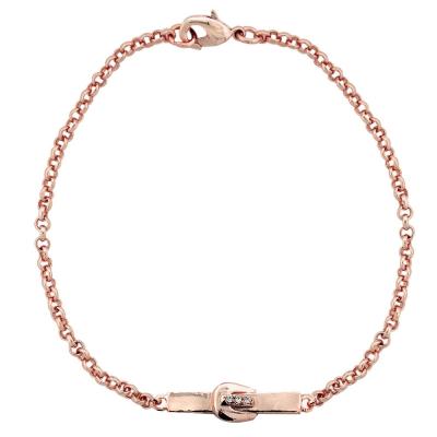 Rose Gold Tone CZ Buckle Bar Bracelet