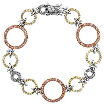 Sterling Silver Tri-Color CZ Estate Link Bracelet