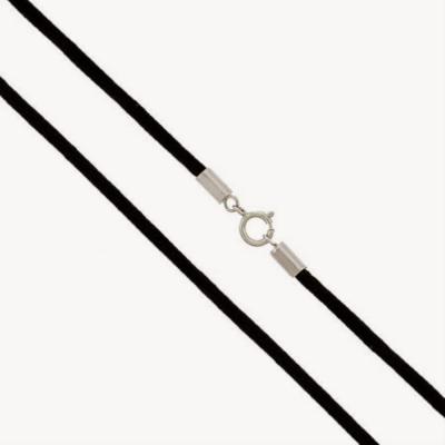 Black Silk Cord Chain Necklace with Sterling Silver Clasp 14' 16', 18', 20', 24', 30'