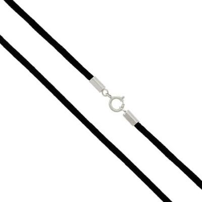 Black Silk Cord Chain Necklace with Sterling Silver Clasp 14' 16', 18', 20', 24', 30'