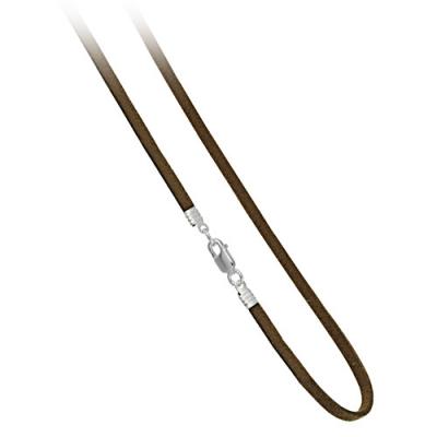 Brown Felt 3mm Chain Necklace with Sterling Silver Clasp 16' 18'