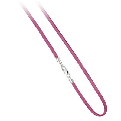 Fuchsia Pink Felt 3mm Chain Necklace with Sterling Silver Clasp 16' 18'