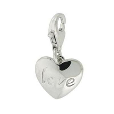 Sterling Silver Puffed 'Love' Heart Novelty Charm