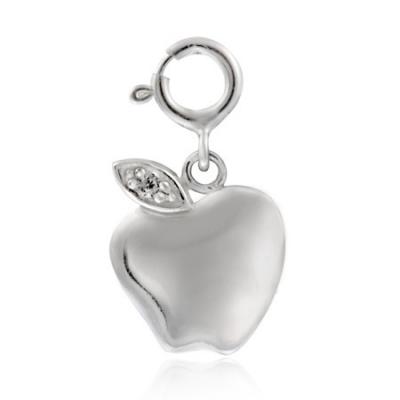 Sterling Silver Polished Apple & CZ Charm