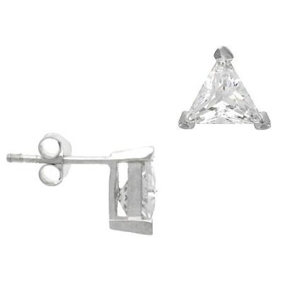 Large Sterling Silver .925 Diamond cubic zirconia Triangle Stud cz Earrings