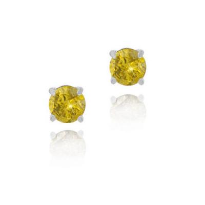 Sterling Silver 1/4 Ct. TDW Yellow Diamond Stud Earrings