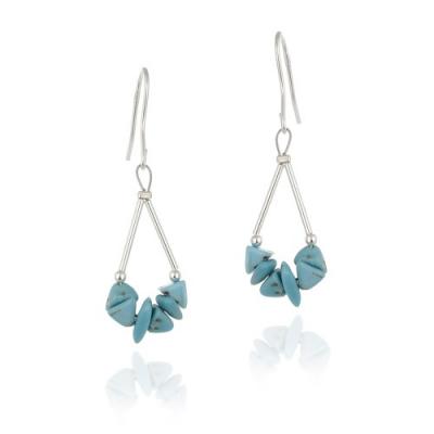Sterling Silver Turquoise Chip Triangle Earrings