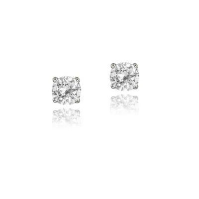 Sterling Silver 3/5ct White Topaz 4mm Round Stud Earrings
