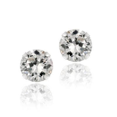 Sterling Silver 2ct White Topaz Stud Earrings, 6mm