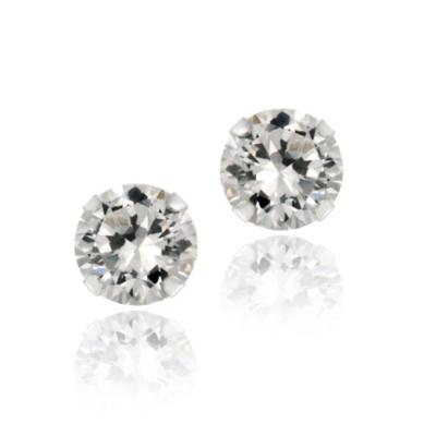 Sterling Silver 3.2ct White Topaz Stud Earrings, 7mm