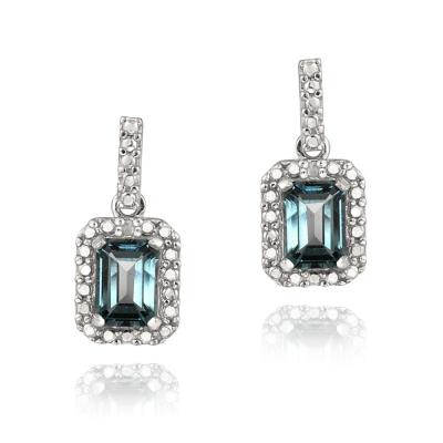 Sterling Silver 2.5ct London Blue Topaz & Diamond Accent Dangle Earrings