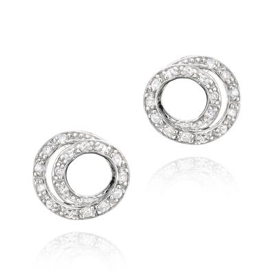 Sterling Silver CZ Swirl Earrings