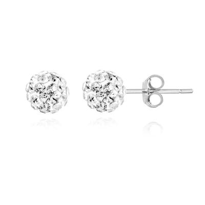 Sterling Silver Crystal Fireball Stud Earrings, 6mm