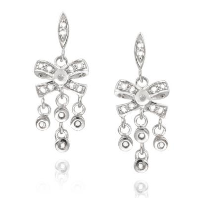 Sterling Silver Diamond Accent Bow Dangle Earrings