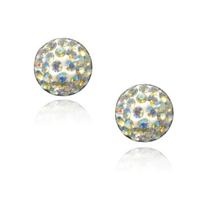 Sterling Silver Aurora Borealis Fireball Round Stud Earrings