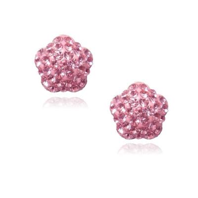Sterling Silver Pink Fireball Star Stud Earrings