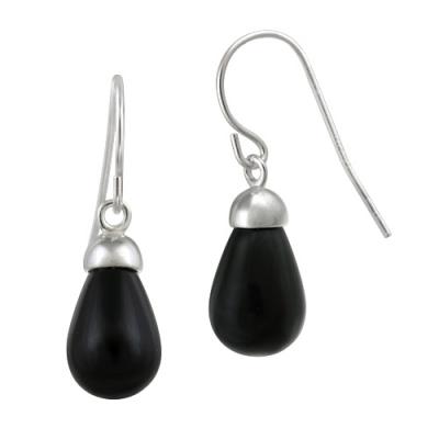 Sterling Silver Onyx Raindrop Dangle Earrings