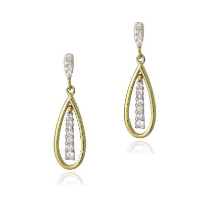 18K Gold over Sterling Silver CZ Marquise Dangle Earrings