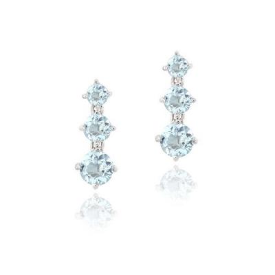 Sterling Silver 3.85ct Blue Topaz Three Stone Dangle Earrings