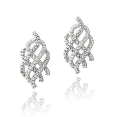 Sterling Silver Diamond Accent Lattice Drop Earrings
