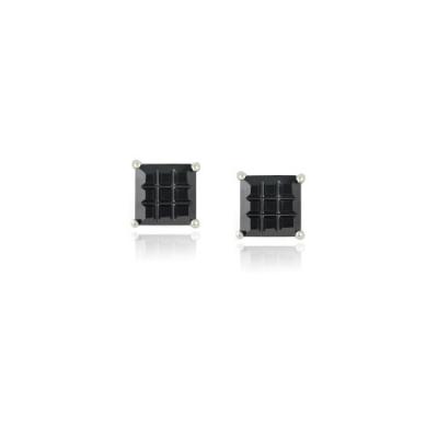 Sterling Silver Black CZ Checkerboard 5mm Stud Earrings