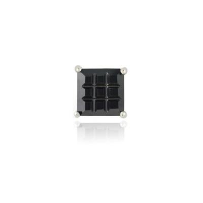 Sterling Silver Black CZ Checkerboard 7mm Mens Stud Earring