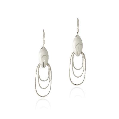 Sterling Silver Three Oval Dangle Earrings