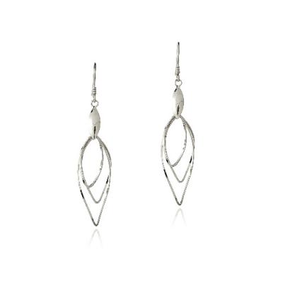 Sterling Silver Three Marquise Twist Dangle Earrings