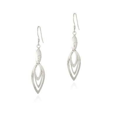 Sterling Silver Three Marquise Dangle Earrings