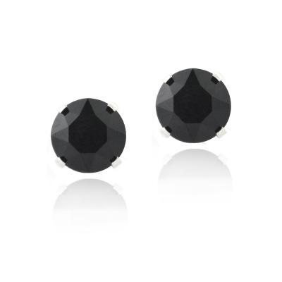 Sterling Silver Black Swarovski Elements Stud Earrings, 6mm