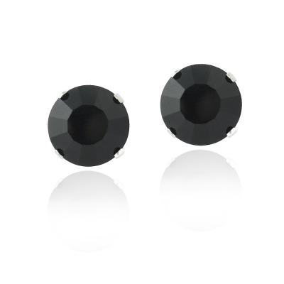 Sterling Silver Black Swarovski Elements Stud Earrings, 8mm