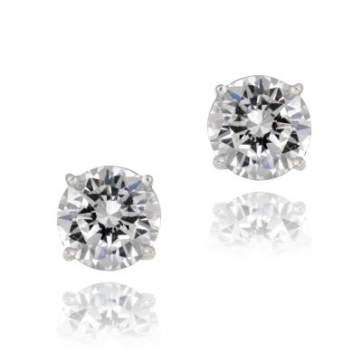 Sterling Silver 5.5ct CZ Stud Earrings, 9mm