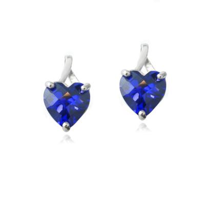 Sterling Silver 3.5ct Created Sapphire Briolette-Cut Heart Drop Earrings