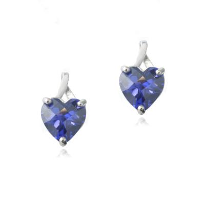 Sterling Silver 3.5ct Tanzanite CZ Briolette-Cut Heart Drop Earrings